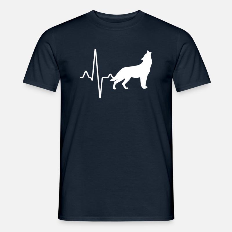 Wolf Herzschlag - Männer T-Shirt - Navy