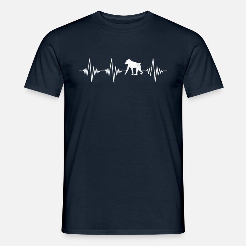 Affe Herzschlag - Männer T-Shirt - Navy