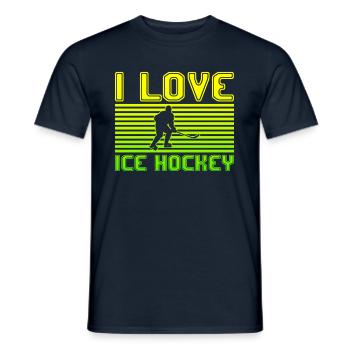 I love ice hockey - Männer T-Shirt - Navy - Vorne - AI Model Male 178 light (178cm)