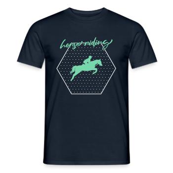 Pferde Reiten - Männer T-Shirt - Navy - Vorne - AI Model Male 178 light (178cm)