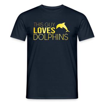 This guy loves dolphins - Men's T-Shirt - navy - Front - AI Model Male 178 light (178cm)
