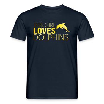 Cette fille aime les dauphins - T-shirt homme - marine - Devant - AI Model Male 178 light (178cm)