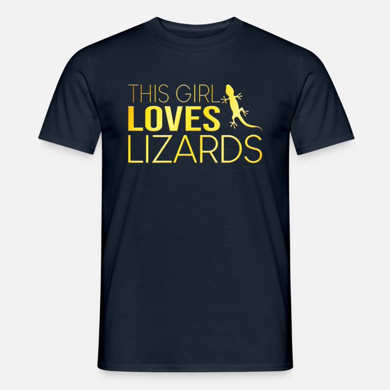Dieses Mädchen liebt Eidechsen - Männer T-Shirt - Navy