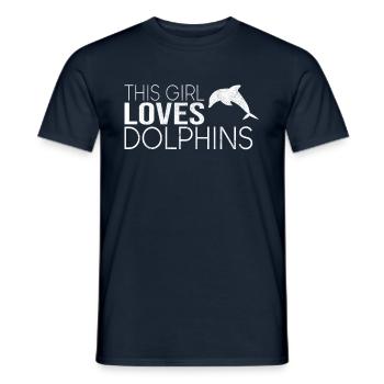 Cette fille aime les dauphins - T-shirt homme - marine - Devant - AI Model Male 178 light (178cm)