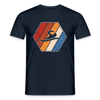 Swimming Retro - Men's T-Shirt - navy - Front - AI Model Male 178 light (178cm)