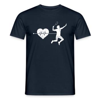 Badminton Herzschlag - Männer T-Shirt - Navy - Vorne - AI Model Male 178 light (178cm)