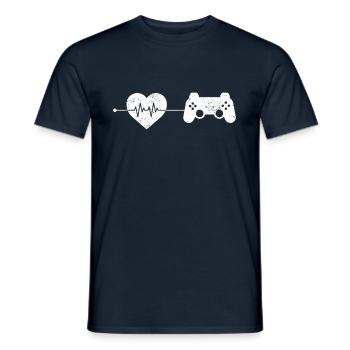 gaming heartbeat - Men's T-Shirt - navy - Front - AI Model Male 178 light (178cm)