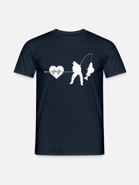 Angeln Herzschlag - Männer T-Shirt - Navy