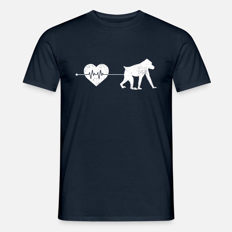 Affe Herzschlag - Männer T-Shirt - Navy