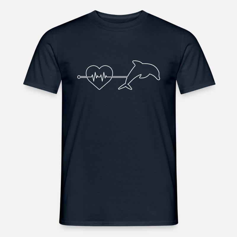 Delfin Herzschlag - Männer T-Shirt - Navy