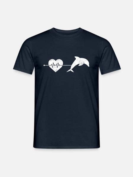 Delfin Herzschlag - Männer T-Shirt - Navy