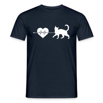 Battement de cœur de chat - T-shirt homme - marine - Devant - AI Model Male 178 light (178cm)