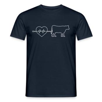 Cow Beef Heartbeat - Men's T-Shirt - navy - Front - AI Model Male 178 light (178cm)
