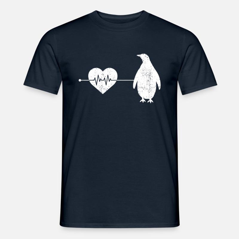 Pinguin Herzschlag - Männer T-Shirt - Navy