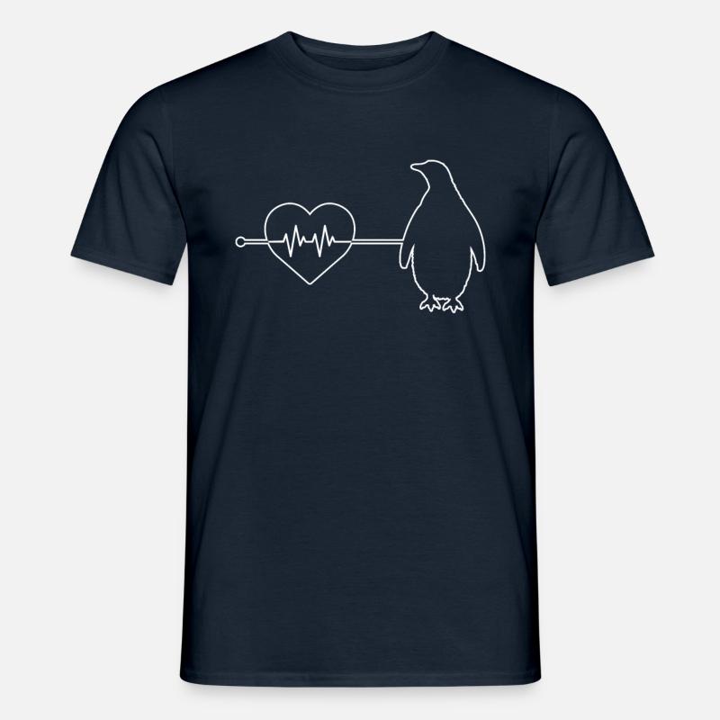 Pinguin Herzschlag - Männer T-Shirt - Navy
