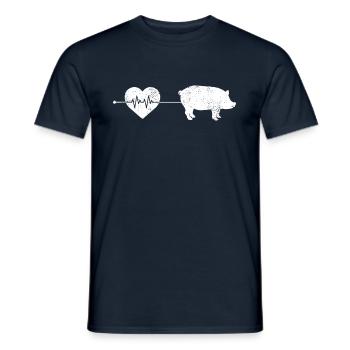 Schwein Herzschlag - Männer T-Shirt - Navy - Vorne - AI Model Male 178 light (178cm)