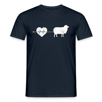Schaf Herzschlag - Männer T-Shirt - Navy - Vorne - AI Model Male 178 light (178cm)