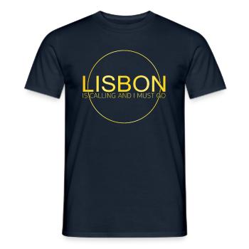 Lissabon Spruch - Männer T-Shirt - Navy - Vorne - AI Model Male 178 light (178cm)