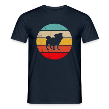 Mops Retro - Männer T-Shirt - Navy - Vorne - AI Model Male 178 light (178cm)
