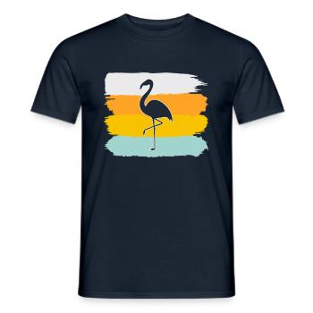 Flamant rose Rétro - T-shirt homme - marine - Devant - AI Model Male 178 light (178cm)