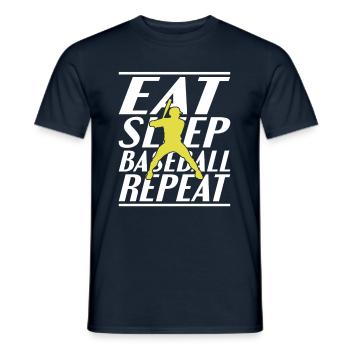 Manger du baseball endormi - T-shirt homme - marine - Devant - AI Model Male 178 light (178cm)