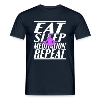 Manger dormir Méditer - T-shirt homme - marine - Devant - AI Model Male 178 light (178cm)