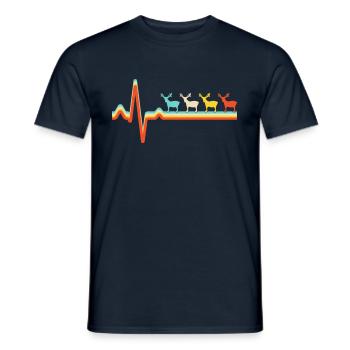 hirsch retro herzschlag - Männer T-Shirt - Navy - Vorne - AI Model Male 178 light (178cm)