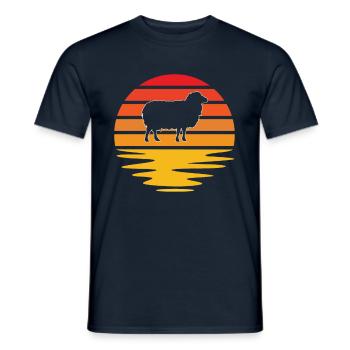 Schaf Retro - Männer T-Shirt - Navy - Vorne - AI Model Male 178 light (178cm)