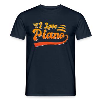 I love piano - Men's T-Shirt - navy - Front - AI Model Male 178 light (178cm)