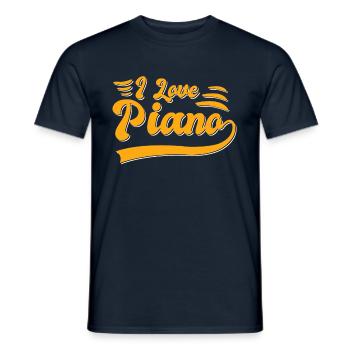 I love piano - Men's T-Shirt - navy - Front - AI Model Male 178 light (178cm)