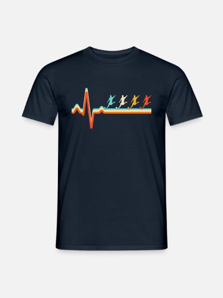 Fußball Retro Herzschlag - Männer T-Shirt - Navy
