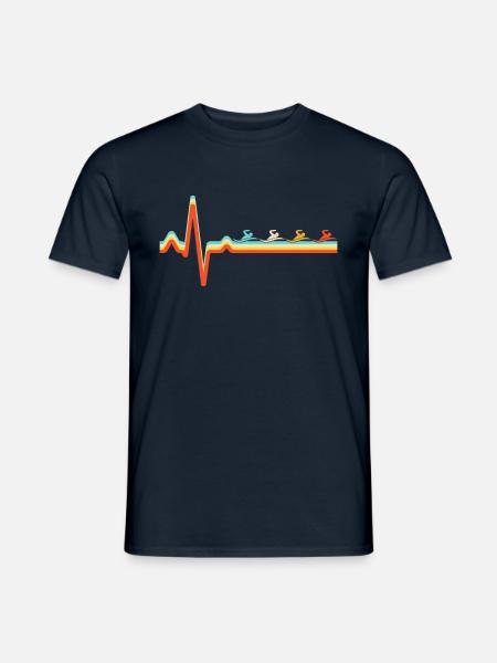 Schwimmen Retro Herzschlag - Männer T-Shirt - Navy
