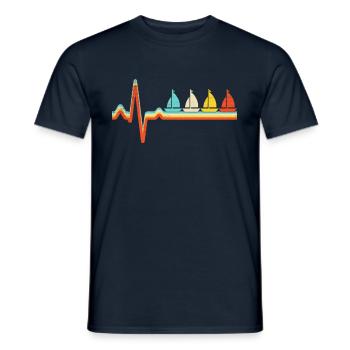 Voile Rétro Heartbeat - T-shirt homme - marine - Devant - AI Model Male 178 light (178cm)