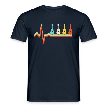 Guitar Retro Heartbeat - Men's T-Shirt - navy - Front - AI Model Male 178 light (178cm)
