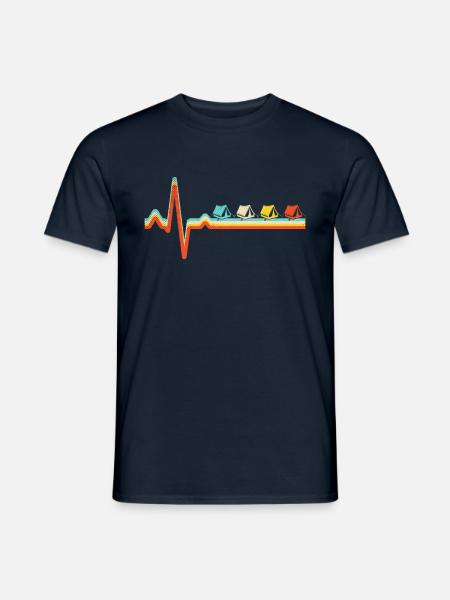 Camping Retro Herzschlag - Männer T-Shirt - Navy