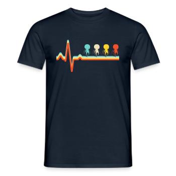 Méduse Retro Heartbeat - T-shirt homme - marine - Devant - AI Model Male 178 light (178cm)