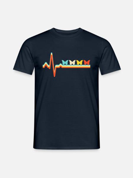 Schmetterling Retro Herzschlag - Männer T-Shirt - Navy