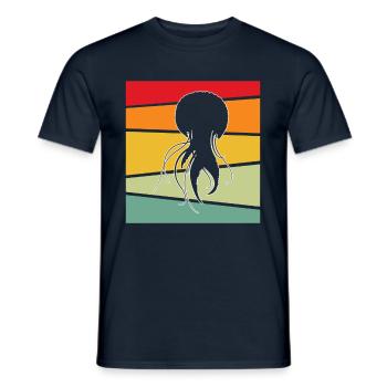 Jellyfish Retro - Men's T-Shirt - navy - Front - AI Model Male 178 light (178cm)