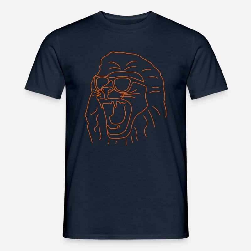 Löwe Partylöwe gezeichnet - Männer T-Shirt - Navy