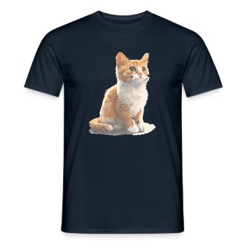 Dessin de chat mignon - T-shirt homme - marine - Devant - AI Model Male 178 light (178cm)