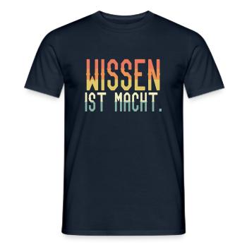 Wissen ist Macht - Männer T-Shirt - Navy - Vorne - AI Model Male 178 light (178cm)