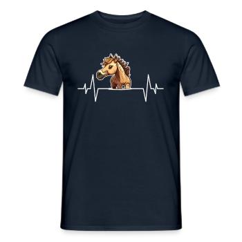Cœur de Horse Cartoon battement de cœur - T-shirt homme - marine - Devant - AI Model Male 178 light (178cm)