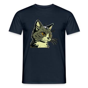 Cat in comic style - Men's T-Shirt - navy - Front - AI Model Male 178 light (178cm)