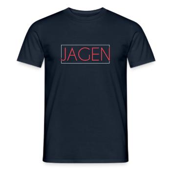 Jagen Schriftzug - Männer T-Shirt - Navy - Vorne - AI Model Male 178 light (178cm)