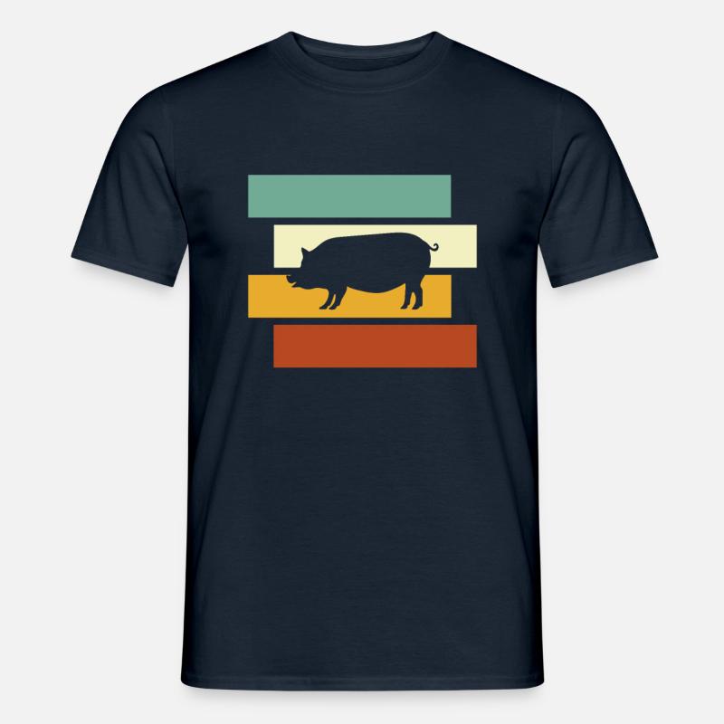 Schwein Retro - Männer T-Shirt - Navy