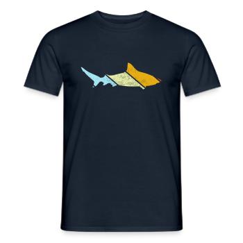 Hai Retro - Männer T-Shirt - Navy - Vorne - AI Model Male 178 light (178cm)