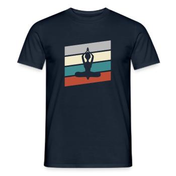 Yoga Retro - Männer T-Shirt - Navy - Vorne - AI Model Male 178 light (178cm)