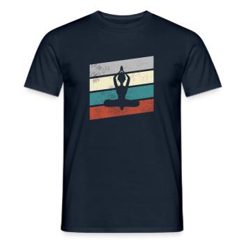 Yoga Retro - Männer T-Shirt - Navy - Vorne - AI Model Male 178 light (178cm)