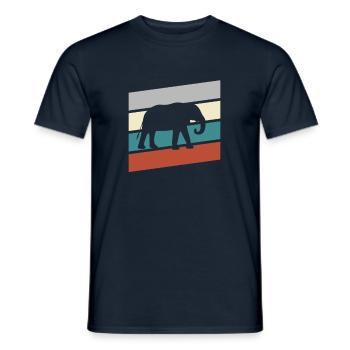 Elefant Retro - Männer T-Shirt - Navy - Vorne - AI Model Male 178 light (178cm)