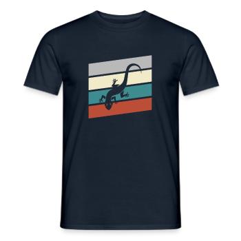 Eidechse Retro - Männer T-Shirt - Navy - Vorne - AI Model Male 178 light (178cm)
